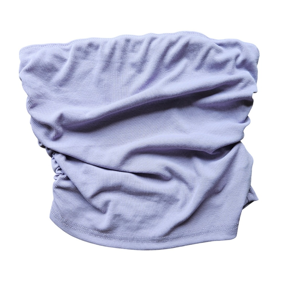 SHEIN Lilac Purple Ribbed Ruched Side Tube Top Bandeau Small S 4 Strapless Crop